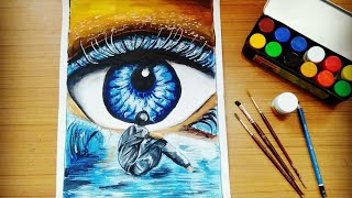 Eye painting with poster colour | How to draw eye for beginners | poster colour drawing