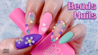 [ENG] 젤로젤로 Ι 형광 여름 비즈🙂 셀프네일 Ι Summer Beads Nails