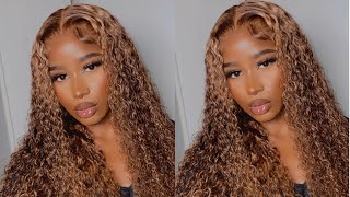 INSTALL CURLY HIGHLIGHTED WIG WITH ME!  Ft UNice Hair