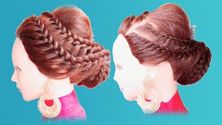 Double French hairstyle with bun | two side Braider | hair bun | hairstyle for long and medium hair