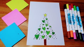 How to draw a pine tree step by step