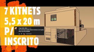 ESTUDO PARA O INSCRITO KITNETS EM TERRENO 5,5 x 20 m