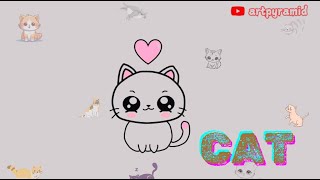 How to Draw a Cute 🐈CAT 🐈 Very Easy Step By Step  #trending #viral #youtuber #kids #cat #drawing