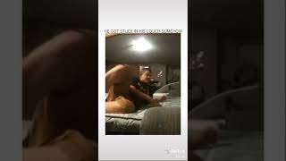 he got stuck in the couch somehow(funny things on tiktok)