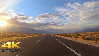 Scenic Highway 395 California Sunset Drive 4K | Relaxing Desert Mountain Scenic Driving to Bishop