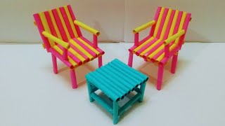 Mini chair and table with Paper||DIY || Craft with Color paper rolls ||