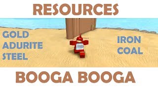 Roblox Booga Booga - Getting Resources - Adurite, Gold, Steel, Coal, Iron