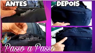 COMO COLOCAR REFORÇO NO FUNDO RASGADO DE UMA MOCHILA | como consertar uma mochila Passo a passo |