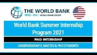 World Bank Summer Internship Program Fully Funded