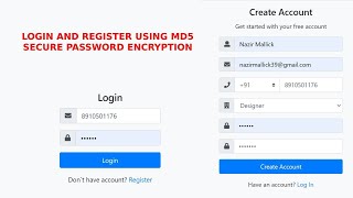 Login and register with secure md5 password encryption using PHP