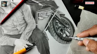 Drawing very detailed full body portrait by graphite pencil 30hrs of work : sandeep singh arts