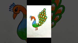 How to draw Painting peacock /India flag 🇮🇳🇮🇳#Short##