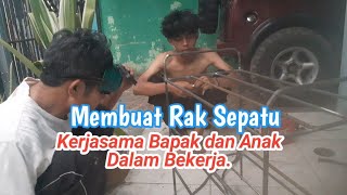 Membuat Rak Sepatu Cantik. Memenuhi pesanan Tetangga, Bapak dan anak berjibaku bikin Rak Sepatu.