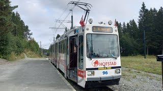 Line video – Gråkallbanen.    Trondheim tram 𝟵 from Lian to St. Olavs gate. Filmed 31.08.2023