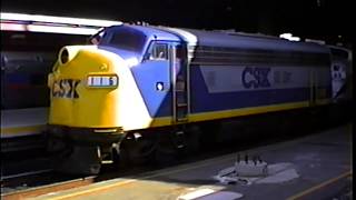 CSX #116 and MARC F-units on the evening commuter train rush at Washington Union Station