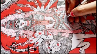 Kalamkari art durga maa drawing🙏