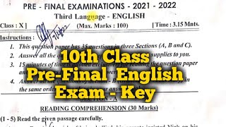 10th Class Pre Final Exam and Key... A detailed analysis to get full score.