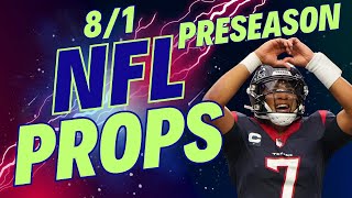 NFL PRESEASON HALL OF FAME GAME BEST BETS | 8/1 NFL PLAYER PROPS PRIZEPICKS