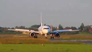 Tailwind Airbus A320 YL-BBC landing at City Airport Bremen 14.06.2014