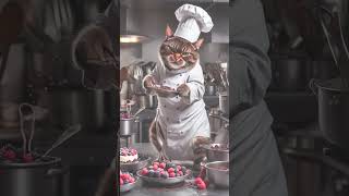 CHEF MAKING CAKE #cat #cute #kitten #ai #viral