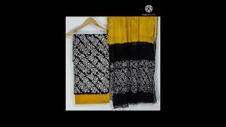 New hand block printed cotton dress materials with chiffon dupatta