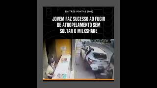 Jovem escapa de atropelamento sem soltar o MilkShake