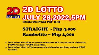 Lotto Result Today 5PM draw July 28,2022 2D,3D