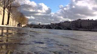 The Seine is running just below flood stage