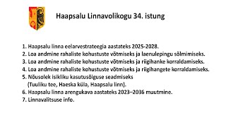 Haapsalu Linnavolikogu istung (25.10.2024)