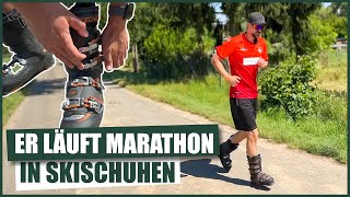 Schaff einen Marathon - in Skischuhen!