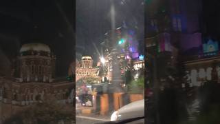 mumbai cst railway station night view through taxi window!