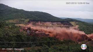 Video do momento em que barragem da Vale se rompe em Brumadinho - MG