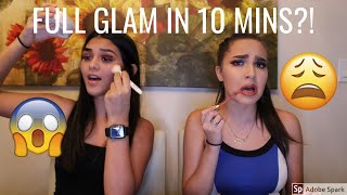 WE TRIED THE 10 MIN FULL GLAM MAKEUP CHALLENGE... || Makeup by Lez