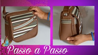 Bolsa transversal aba diferente com medidas/ Bolsa com alça lateral.