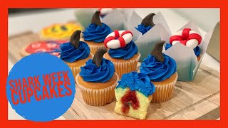 Shark Week Cupcakes | Shark Week Ideas | Beach Theme Desserts