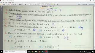 MATH GRADE 10 LEC#41 TOPIC: INVERSE VARIATION + EXE#3.1 (Q# 1 TO 4)