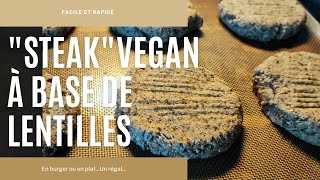 "STEAK" VEGAN À BASE DE LENTILLES AVEC SEULEMENT 3 INGRÉDIENTS🍔N°54