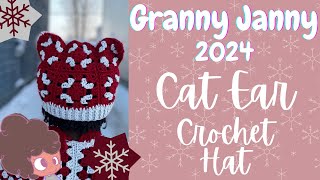 Granny Janny 2024!! Crochet Granny Square Projects for January - Cat Ear Hat