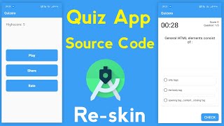 Quiz App Source Code with Android Studio Re-skin Tutorial in Hindi