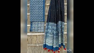 Kantha Work Ajrakh Dupatta with Ajrakh Print Top n Bottom@stunningwear7951