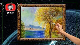 An oil painting of an autumn landscape. Golden Grove. How to paint autumn. Oil painting