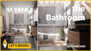 Arch Wiz: Realistic Bathroom with Natural Light Interior Design | Blender Eevee Modeling Process