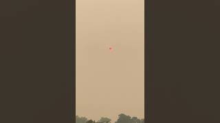 Smog and the red sun in the sky