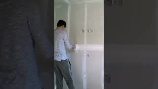 FITA DE PAPEL em Drywall | Faça você mesmo #shorts #short #viral #trending #drywall #obra #diy