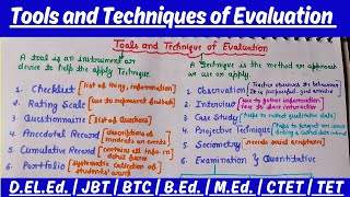 Tools and Techniques of Evaluation #CTET#B.Ed.#D.El.Ed#assessment for learning bykajalsharmaclasses