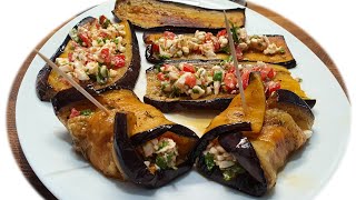 Eggplant oven baked with tomato feta topping