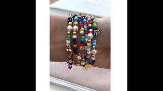 Mix Pulseiras Missangas Coloridas com Pingentinhos