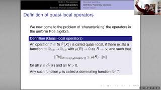 Alexander Engel - Propagation of operators and (uniform) Roe algebras