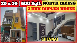 20 x 30 | 600 Sqft North Facing | 3 BHK Duplex House In Chennai,Mangadu | #interiordesign