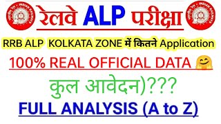 RRB ALP KOLKATA ZONE  कुल आवेदन  & 100% REAL OFFICIAL DATA K UPPER ANALYSIS 🤗